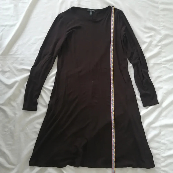 Eileen Fisher Long Sleeve Chocolate Brown Stretch Jersey Knee Length Dress XS - Picture 11 of 13